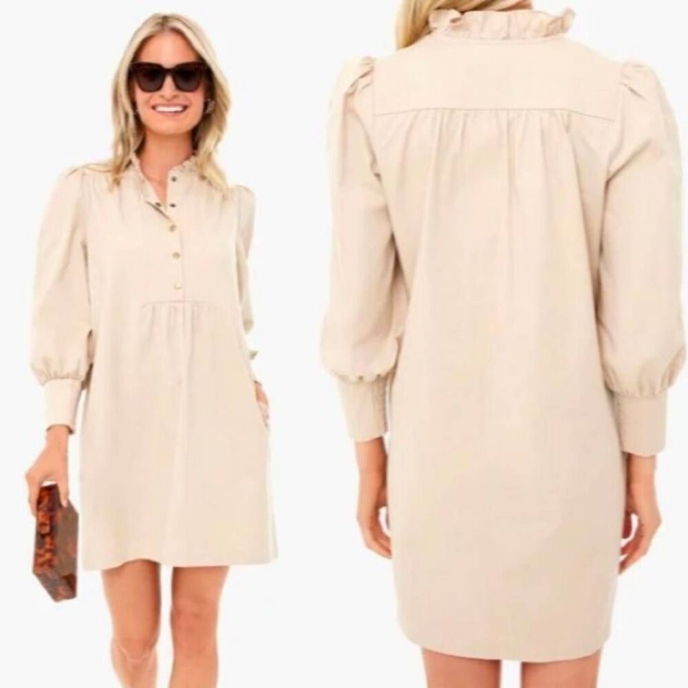 Tuckernuck Cream Ruffle-Collar Puff Sleeve Mini Dress